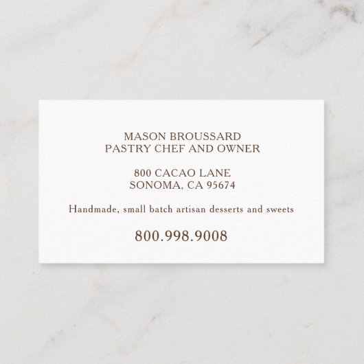 デザートカテラーシェフスイーツメーカー 名刺 (裏面)