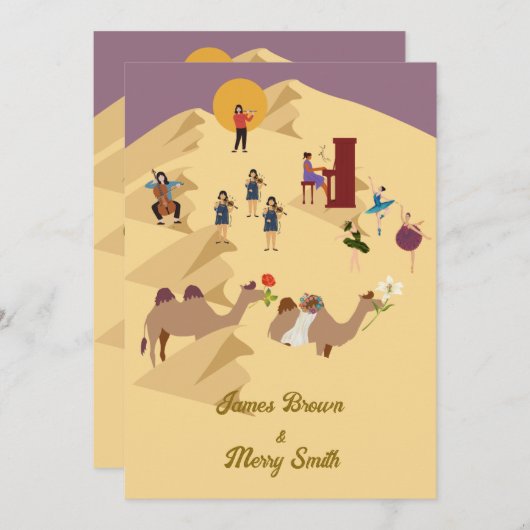 デザートカメルズインラブミュージシャンバレリーナ結婚ズ 招待状 (正面/裏面)