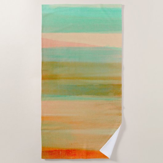デザートカラーズサウスウエストサンセットアクアオレンジ ビーチタオル (正面)