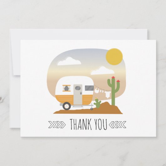 デザートキャンパークロースレインオレンジベビーシャワー サンキューカード (正面)