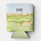 デザートゴルフコパーソナライズされたース水彩画 缶クーラー (裏面)