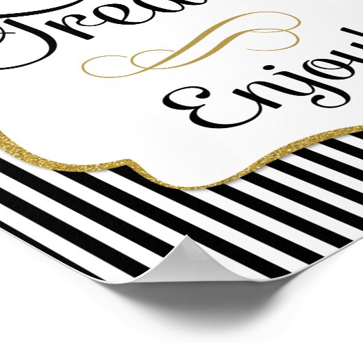 デザートサインブラック金ゴールドスウィートトリート ポスター (角)