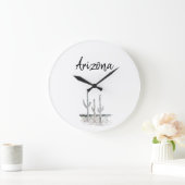 デザートサウスウェストカボスアリゾナ白黒 ラージ壁時計 (ホーム)
