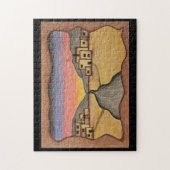 デザートサウスウェストフォークカラフルアートアドビサンセット ジグソーパズル (縦)