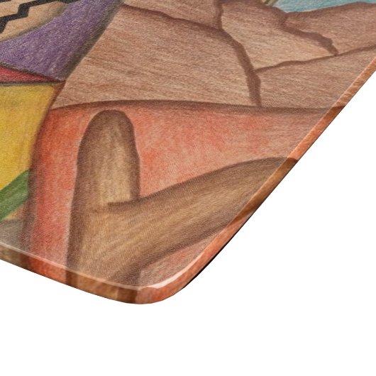 デザートサウスウエストサボスサボスフォークアート カッティングボード (角)