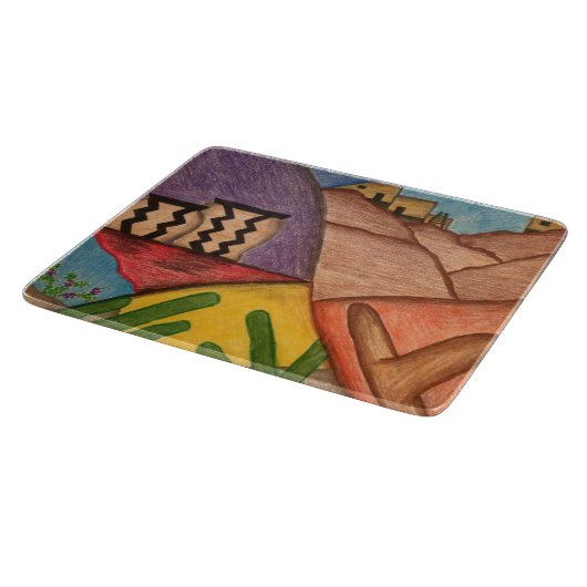 デザートサウスウエストサボスサボスフォークアート カッティングボード (角)
