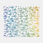 デザートサグアーロカッティウォーターカラーグリーンブルー金ゴールド フリースブランケット (正面(横))