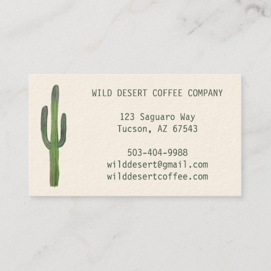 デザートサグアーロカッティウォーターカラーユニークシ素朴ック 名刺 (裏面)