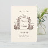 デザートサボスウエスタンモノグラム日付を保存 招待状 (スタンド正面)