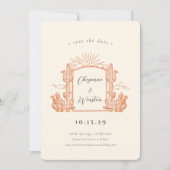 デザートサボスウエスタンモノグラム日付を保存 招待状 (正面)