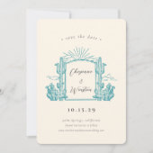 デザートサボスウエスタンモノグラム日付を保存 招待状 (正面)