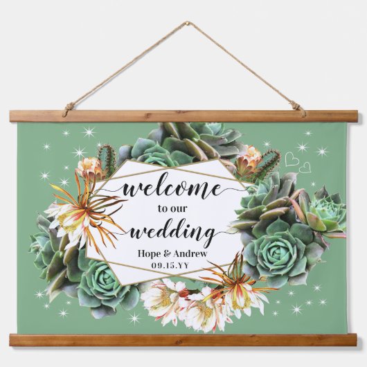 デザートサボスサキュント金ゴールドウェルカムウォール 吊り下げ型タペストリー (正面)