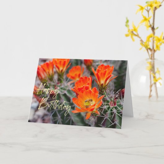 デザートサボスフラワーズ&ビー |カスタム誕生日 カード (黄色い花)