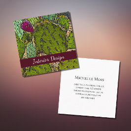 デザートサボツ抽象芸術植物学インテリアデザイナー スクエア名刺