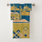 デザートサボテンのシーンとジオメトリックトリム バスタオルセット (インサイチュ)