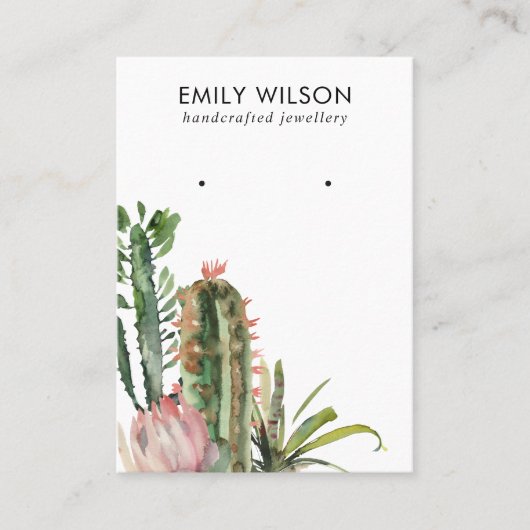 デザートサボテンのプロテアの葉のスタッドのイヤリングディスプレイ 名刺 (正面)