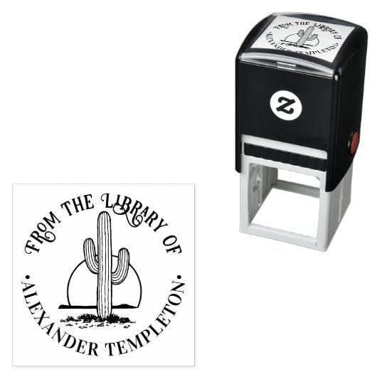 デザートサボテン太陽に逆らう 図書館の本の名前 セルフインキングスタンプ (インサイチュ)