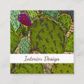 デザートサボテン抽象芸術多肉性インテリアデザイナー スクエア名刺 (正面)