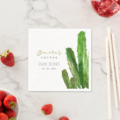 デザートサボテン葉水彩ブライダルシャワー スタンダードカクテルナプキン (インサイチュ)