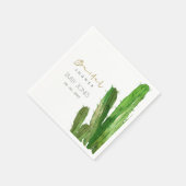 デザートサボテン葉水彩ブライダルシャワー スタンダードカクテルナプキン (角)