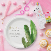 デザートサボテン葉水彩ブライダルシャワー ペーパープレート (パーティー)