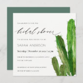 デザートサボテン葉水彩ブライダルシャワー 招待状 (正面/裏面)
