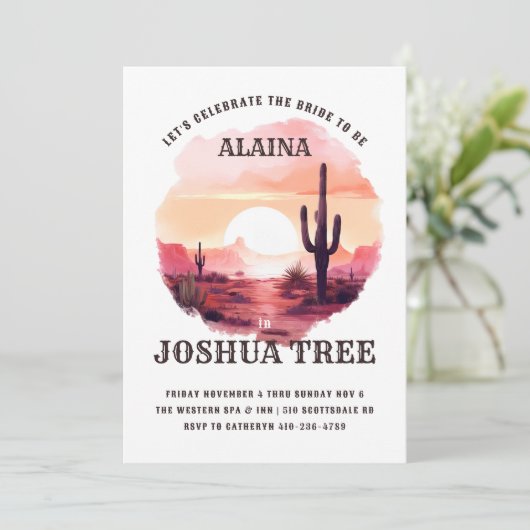 デザートサンセットウォーターカラーウェスタンバチェロレッテ 招待状 (スタンド正面)