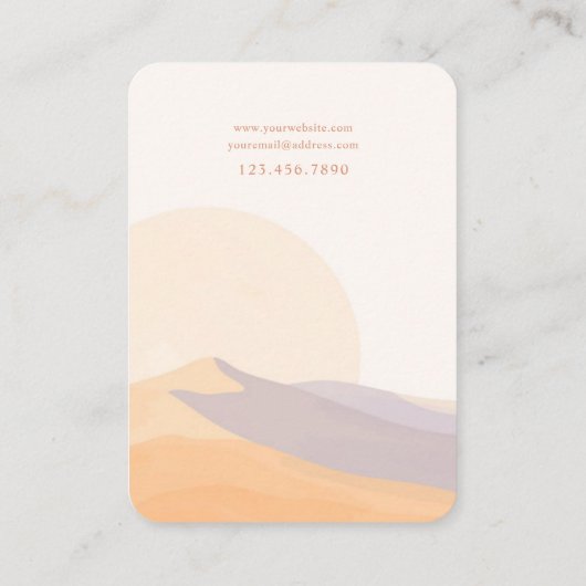 デザートサンセットカスタムジュエリーディスプレイカード 名刺 (裏面)