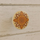 デザートサンセットテラコッタモダンマンダラフォークアート セラミックノブ