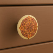 デザートサンセットテラコッタモダンマンダラフォークアート セラミックノブ