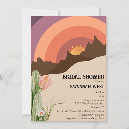 デザートサンセットデスティネーションブライダルシャワー 招待状 (正面)