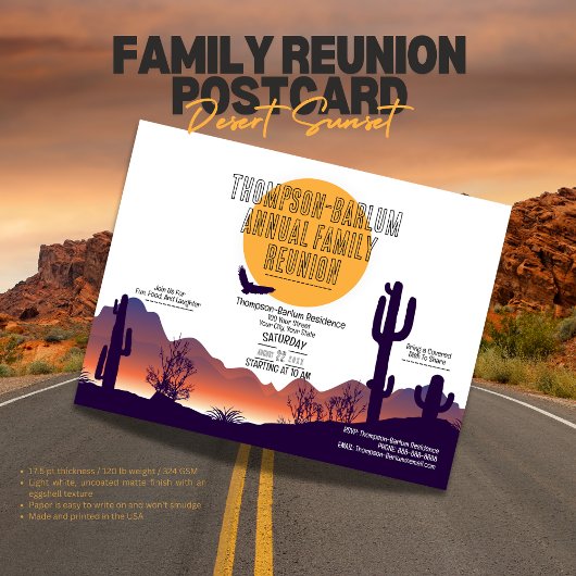 デザートサンセットファミリー懇親会招待状はがき ポストカード