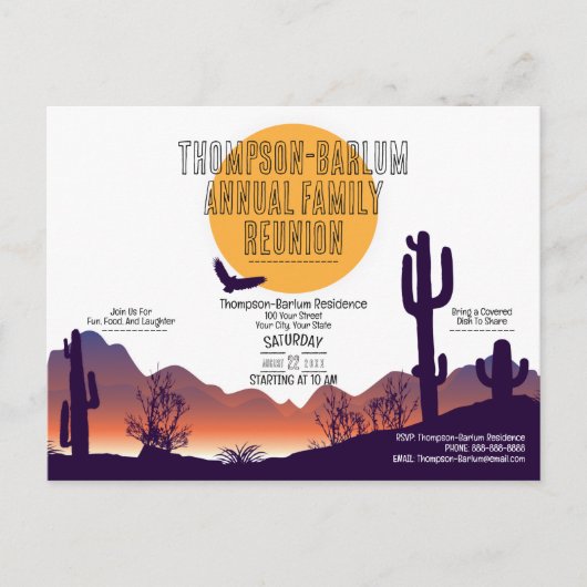 デザートサンセットファミリー懇親会招待状はがき ポストカード (正面)