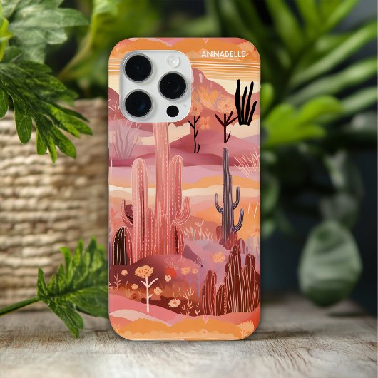 デザートサンセット モダンサボテン 名前入り Case-Mate iPhoneケース
