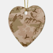 デザートサンドカモフラージュハートオーナメント セラミックオーナメント (左)