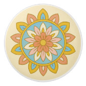 デザートサンライズカラーモダンマンダラフォークアート セラミックノブ (正面)