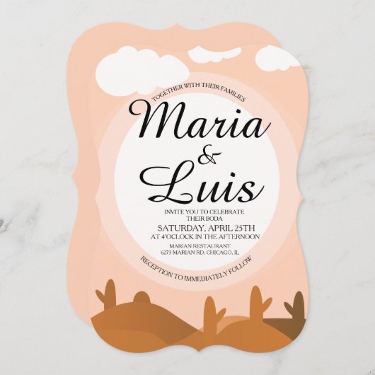 デザートサンライズサボスシャドウ結婚式招待状 招待状 (正面/裏面)