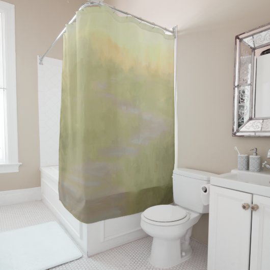 デザートサンライズモーニングサギーブラシトレイル抽象芸術 シャワーカーテン (インサイチュ)