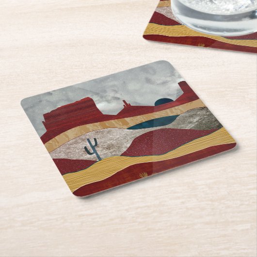 デザートサンライズ スクエアペーパーコースター (アングル)