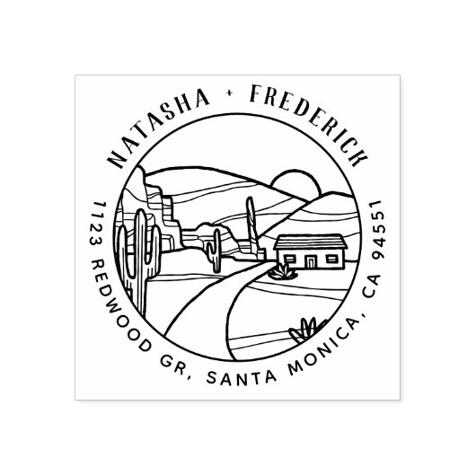 デザートサンライズ | Cactus Cabin Round差出人住所 ラバースタンプ (インプリント)