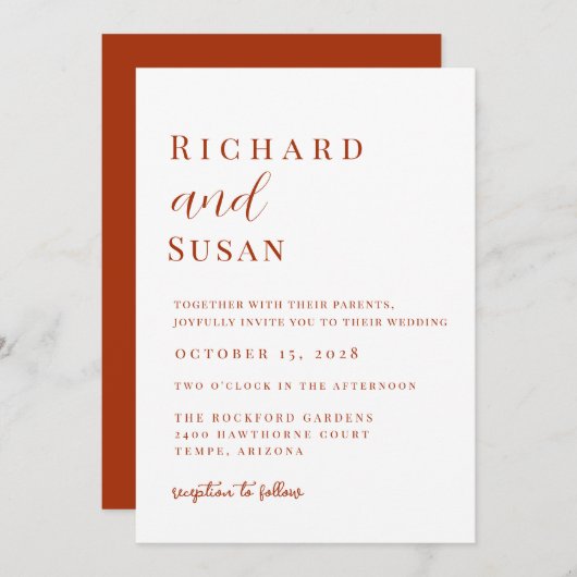 デザートシエナモダンミニマ結婚リスト 招待状 (正面/裏面)