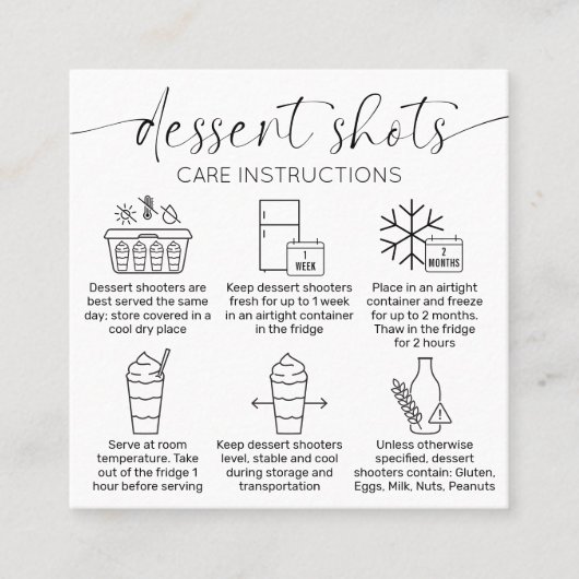 デザートショーターの指示ミニマルケーキのショット スクエア名刺 (正面)