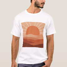 デザートジオメトリー - ミニマリストな太陽と山のTシャツ