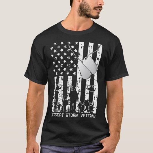 デザートストーム退役軍人アメリカ国旗軍隊軍 Tシャツ (正面)