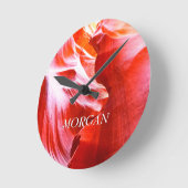 デザートスロットキャニオンまたはあなたの写真,ホワイトネーム, Vs 2 ラウンド壁時計 (傾斜)