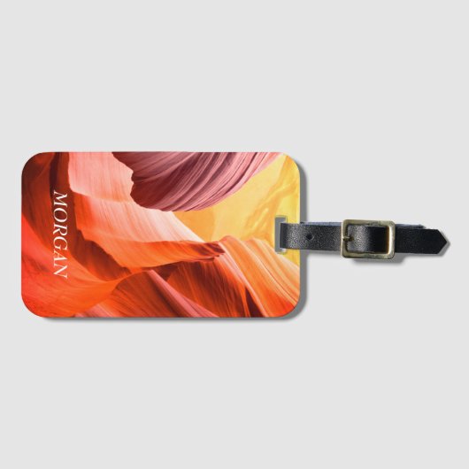 デザートスロットキャニオンまたは写真、ホワイトネーム ラゲッジタグ (正面横)
