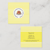 デザートゼリー、黄白色のシックプストライプリン スクエア名刺 (正面/裏面)