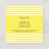 デザートゼリー、黄白色のシックプストライプリン スクエア名刺 (裏面)