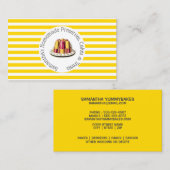 デザートゼリー、黄白色のシックプストライプリン 名刺 (正面/裏面)