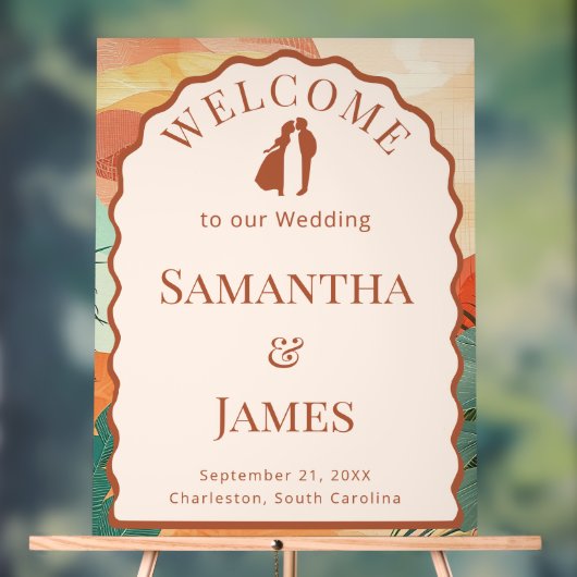 デザートテラコッタアーチウェルカムボード アクリルサイン (ニュートラル)